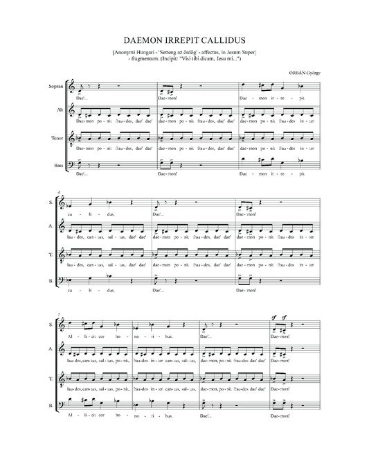 György Orbán: Daemon irrepit callidus (SATB)