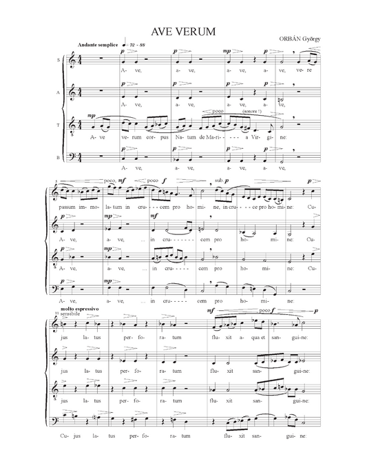 György Orbán: Ave verum (SATB)