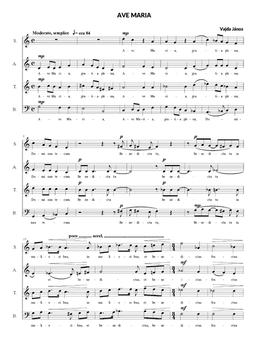 János Vajda: Ave Maria (SATB)