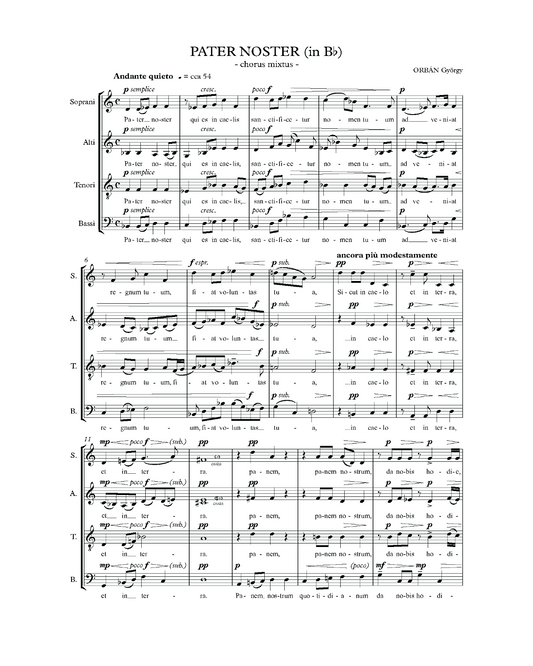 György Orbán: Pater noster in B (SATB)