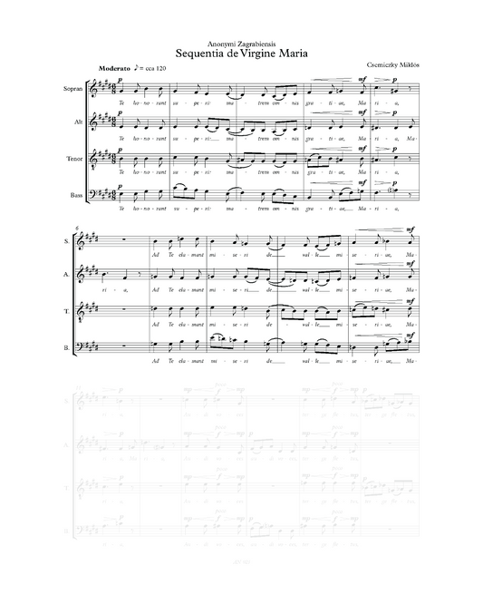 Miklós Csemiczky: Sequentia de Virgine Maria (SATB)