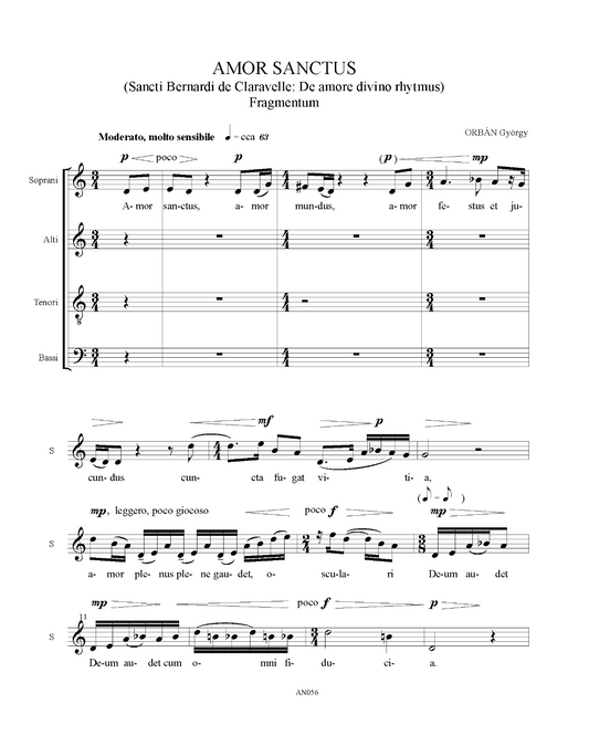 György Orbán: Amor sanctus (SATB)