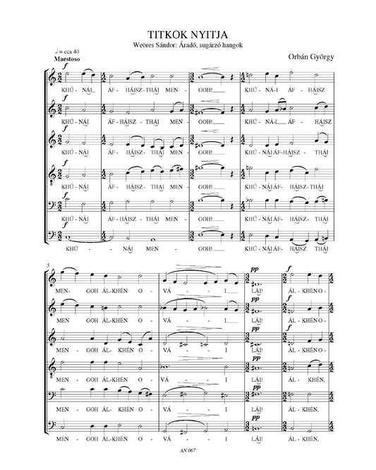 György Orbán: Titkok nyitja (SATB)