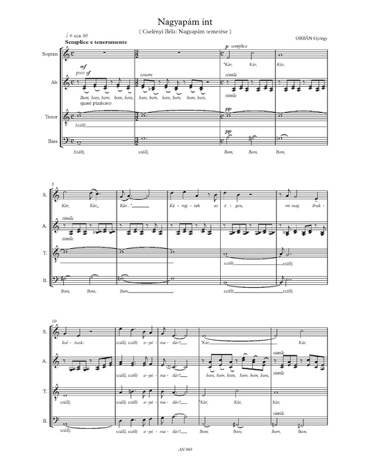 György Orbán: Nagyapám int (SATB)