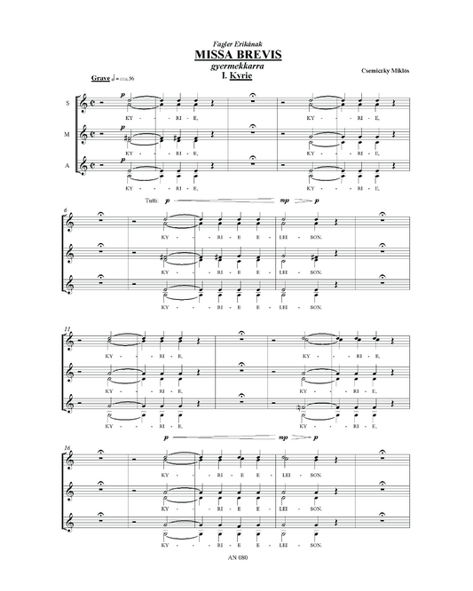 Miklós Csemiczky: Missa Brevis (SSAA)