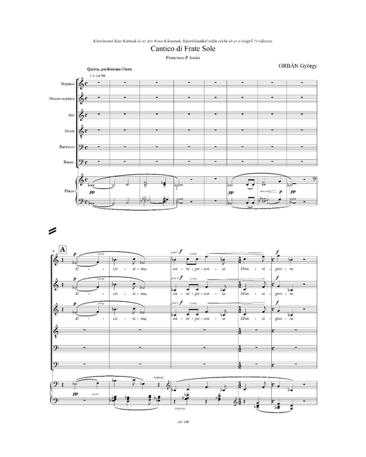 György Orbán: Cantico di Frate Sole (SMsATBB, piano)