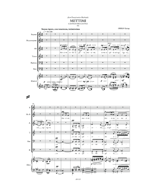 György Orbán: Mettimi (SMsATBB, piano)
