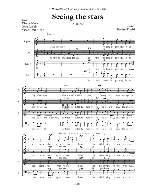 Battista Pradal: Seeing the stars (SATB)