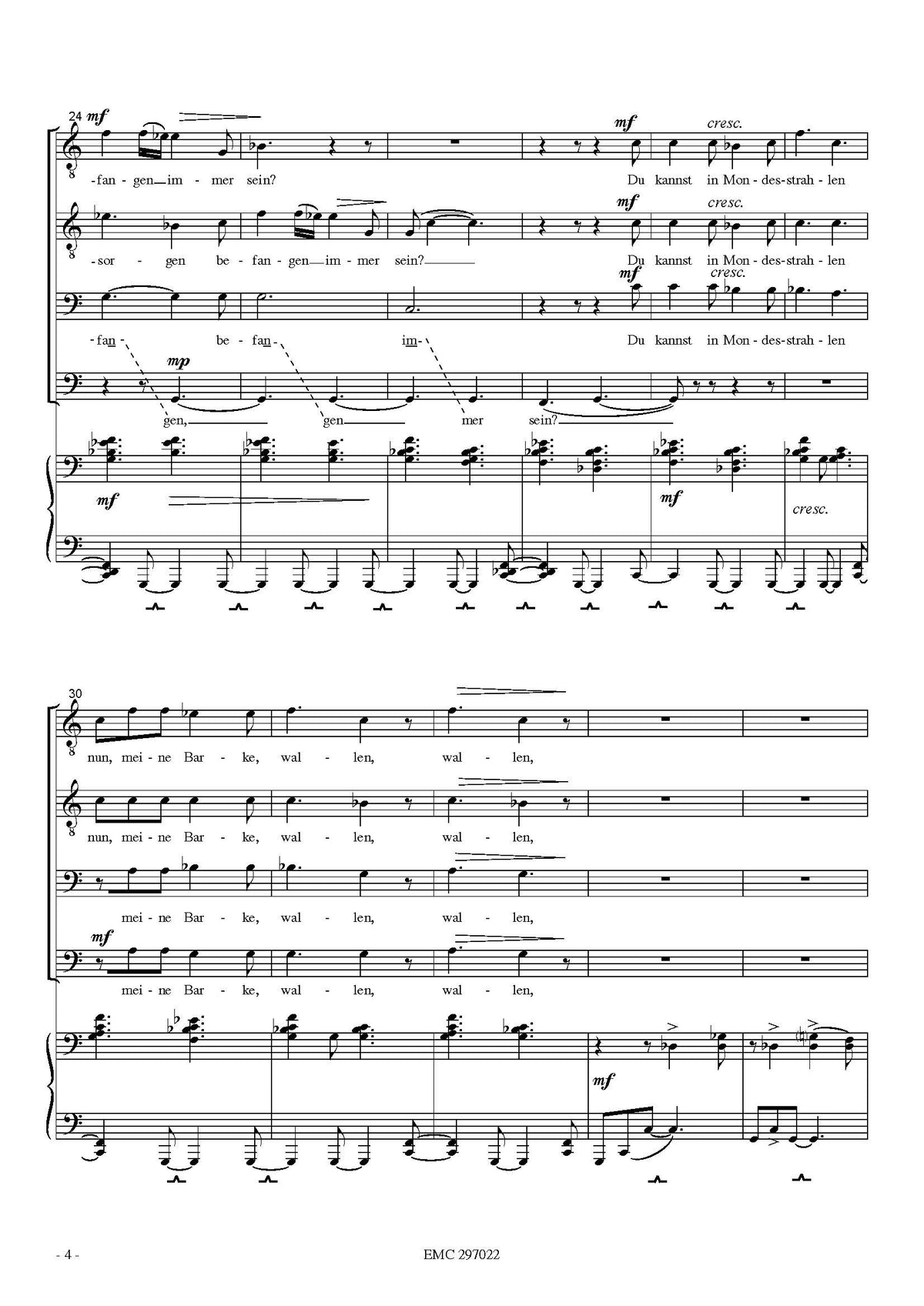 József Karai: A gondolás (TTBB, zongora)