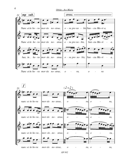 György Orbán: Ave Maria in D (SATB)