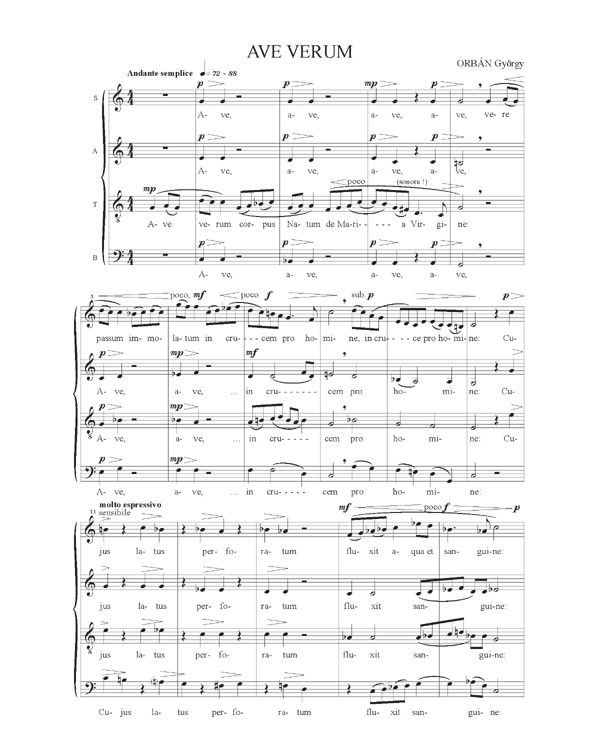 György Orbán: Ave verum (SATB)