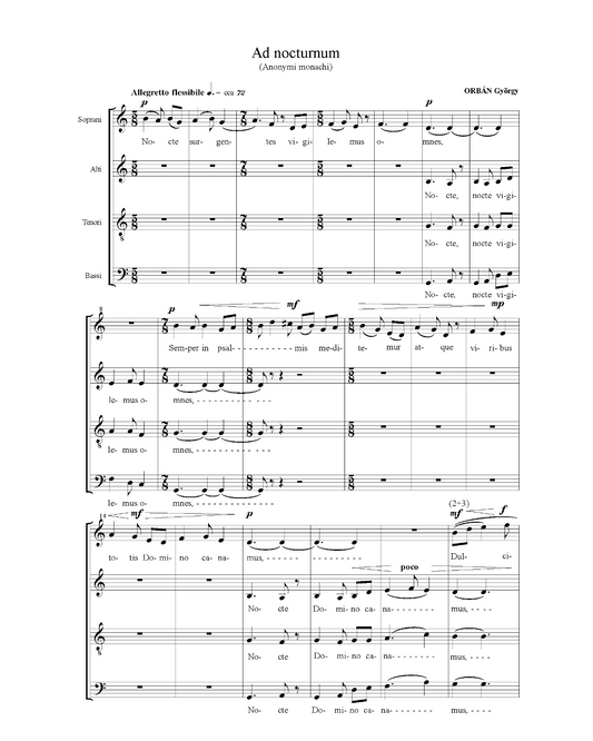 György Orbán: Ad nocturnum (SATB)