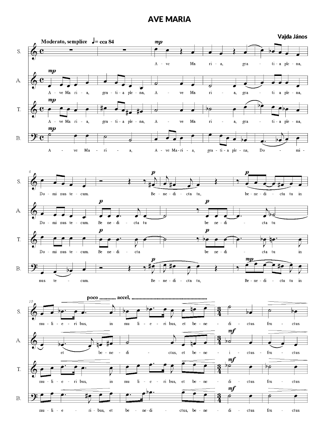 János Vajda: Ave Maria (SATB)