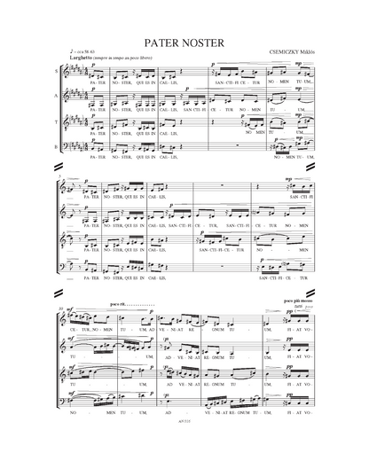 Miklós Csemiczky: Pater Noster (SATB)