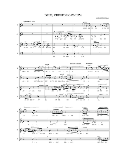 Miklós Csemiczky: Deus, creator omnium (SATB)