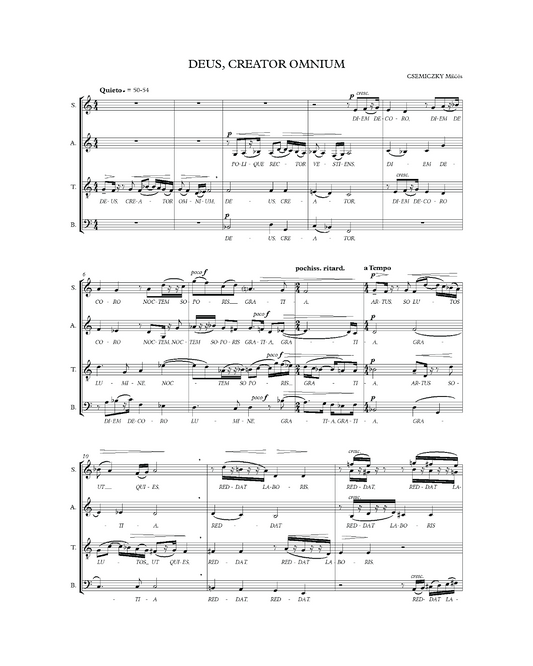 Miklós Csemiczky: Deus, creator omnium (SATB)