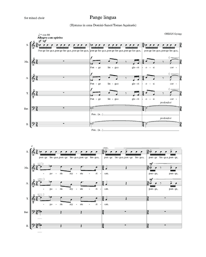 György Orbán: Pange lingua (SATB)
