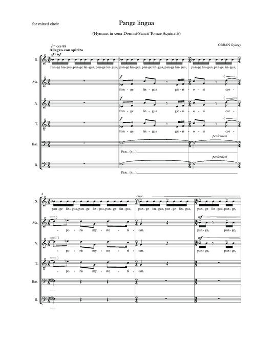 György Orbán: Pange lingua (SATB)