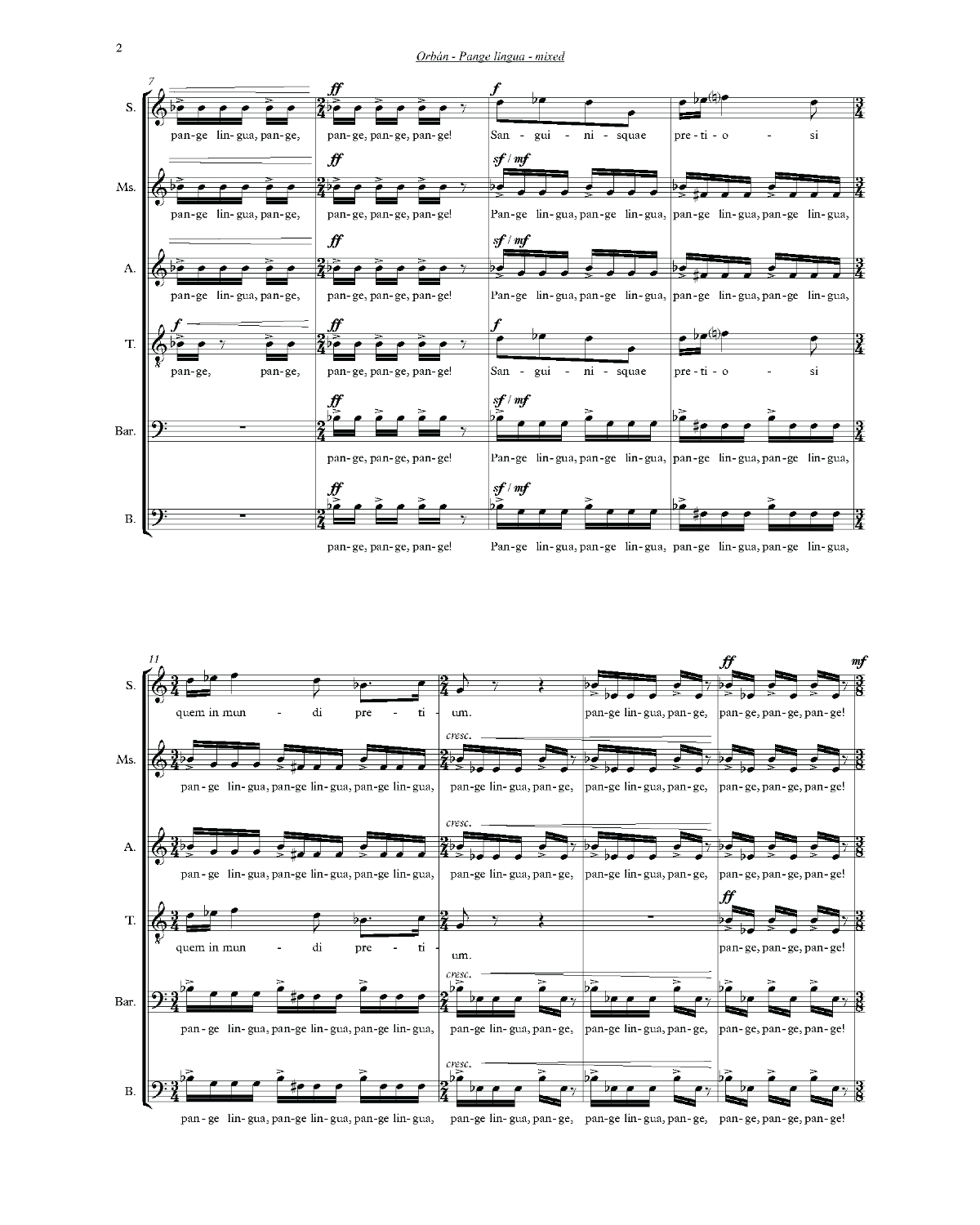 György Orbán: Pange lingua (SATB)