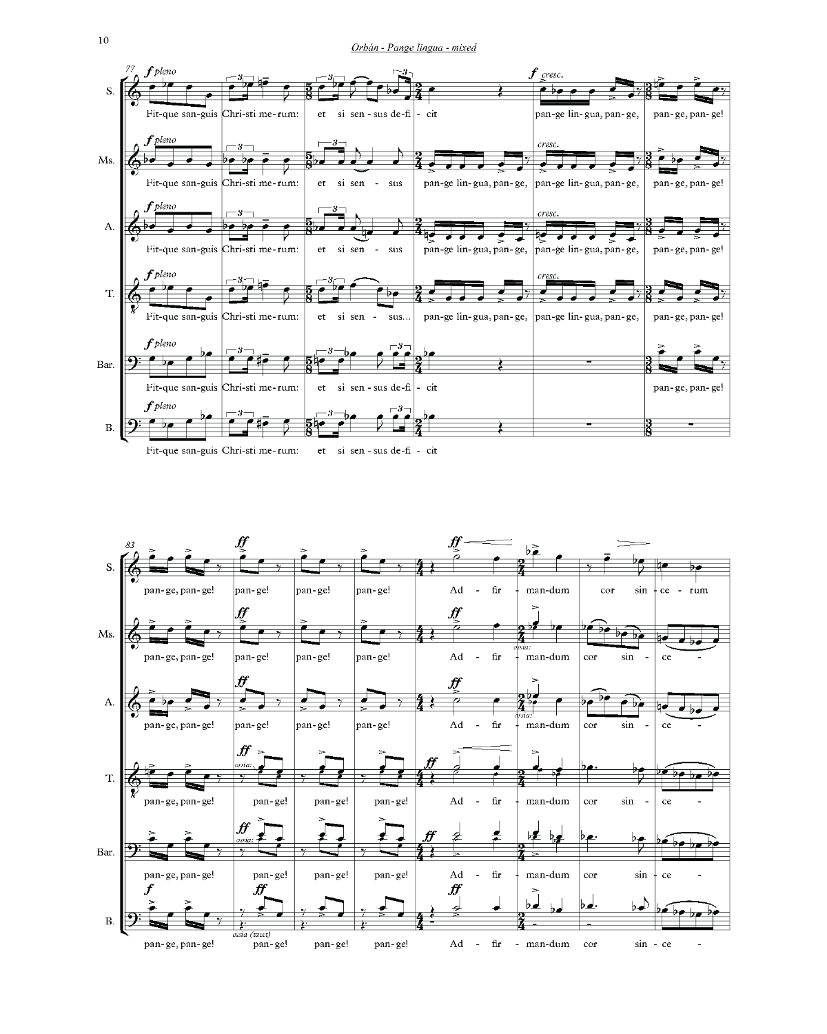 György Orbán: Pange lingua (SATB)