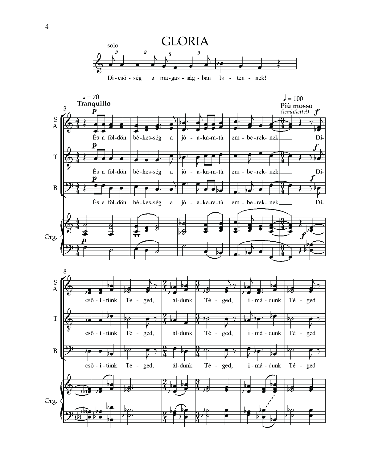 Ferenc Farkas: Missa Hungarica (SATB, organ)