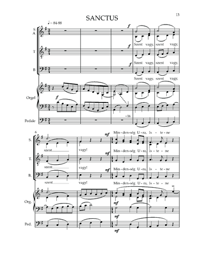 Ferenc Farkas: Missa Hungarica (SATB, organ)