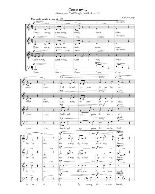 György Orbán: Come Away (SATB)