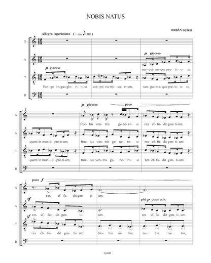 György Orbán: Nobis Natus (SATB)