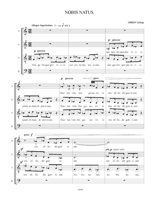György Orbán: Nobis Natus (SATB)