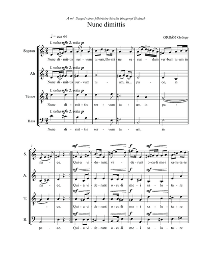György Orbán: Nunc dimittis (SATB)