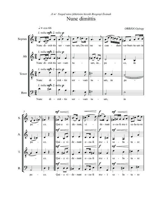 György Orbán: Nunc dimittis (SATB)