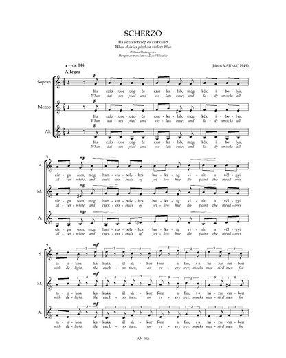 János Vajda: Scherzo (SSA)