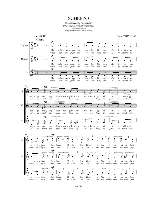 János Vajda: Scherzo (SSA)