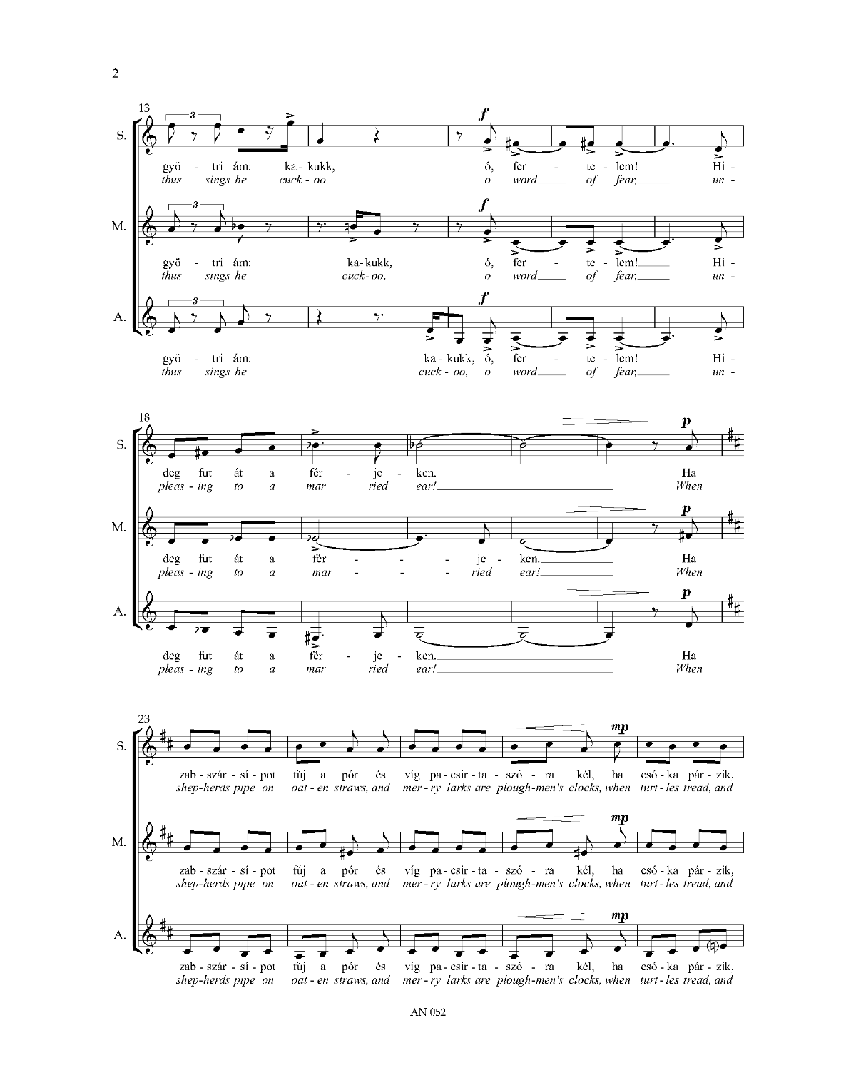 János Vajda: Scherzo (SSA)