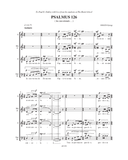 György Orbán: Psalmus 126 (SATB)