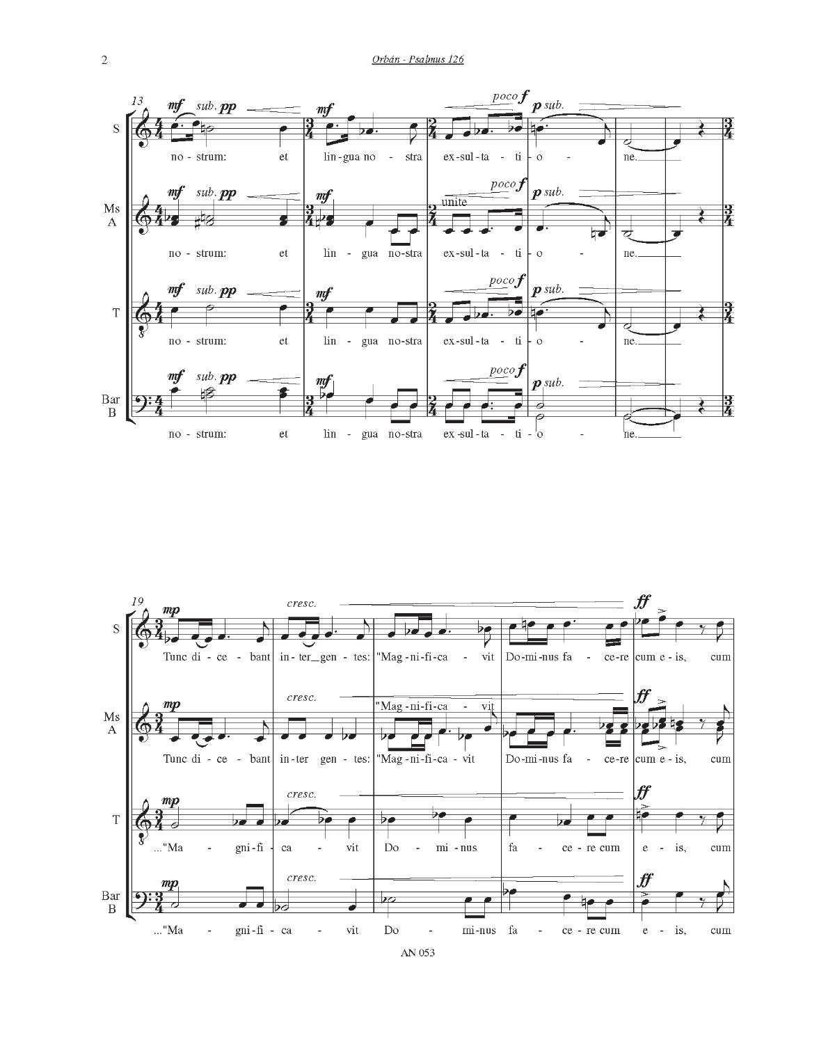 György Orbán: Psalmus 126 (SATB)