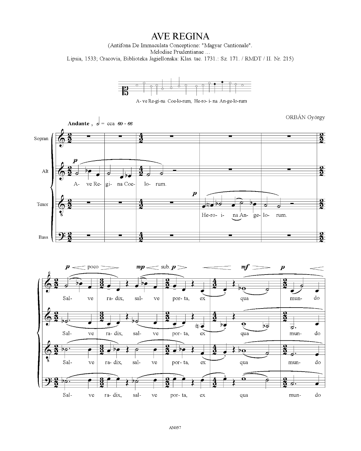 György Orbán: Ave Regina (SATB)