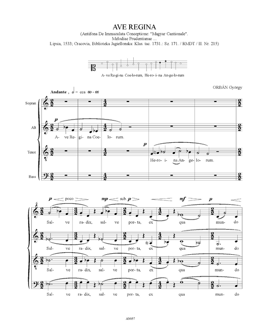 György Orbán: Ave Regina (SATB)