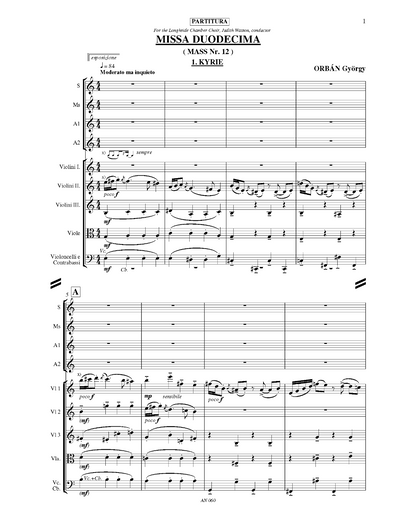 György Orbán: Missa Duodecima (SSAA, instruments)