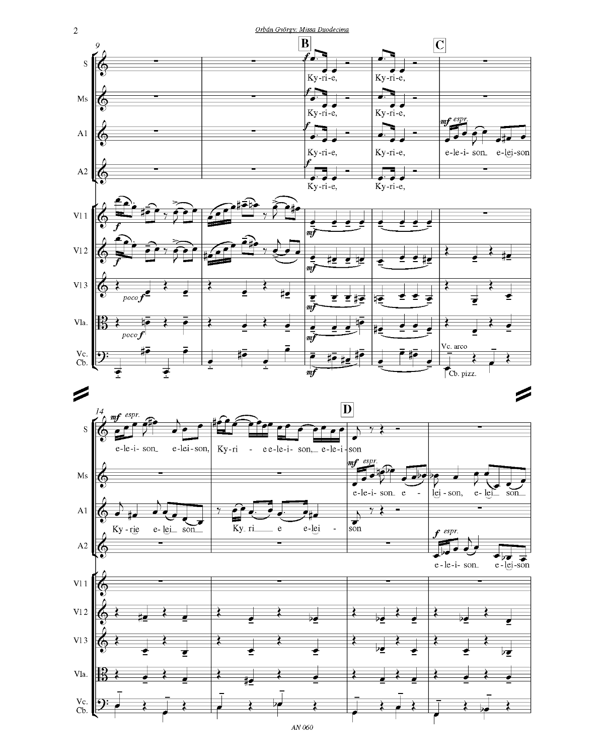 György Orbán: Missa Duodecima (SSAA, instruments)