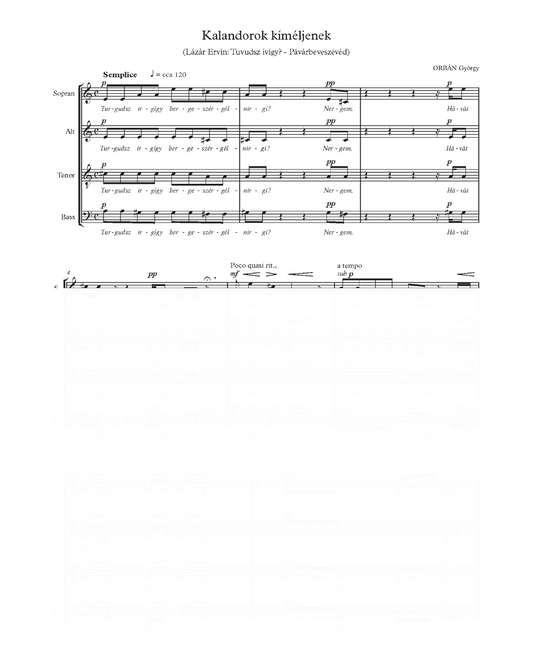 György Orbán: Kalandorok kíméljenek (SATB)