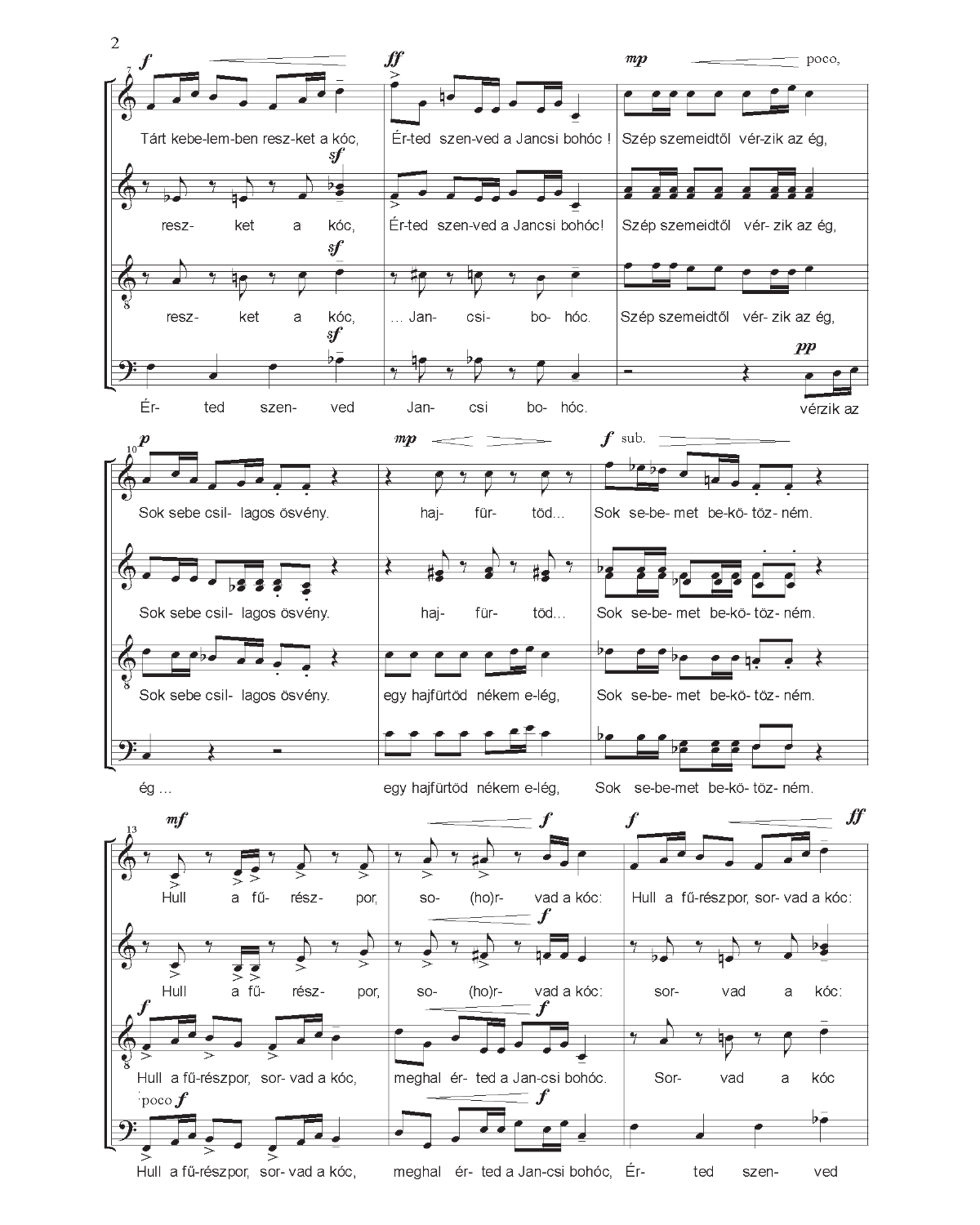 György Orbán: Paprikajancsi szerenádja (SATB)