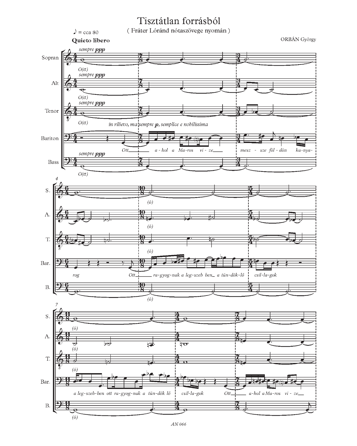 György Orbán: Tisztátlan forrásból (SATB)