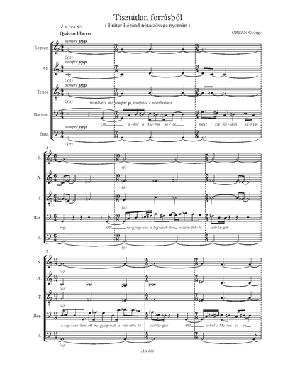 György Orbán: Tisztátlan forrásból (SATB)