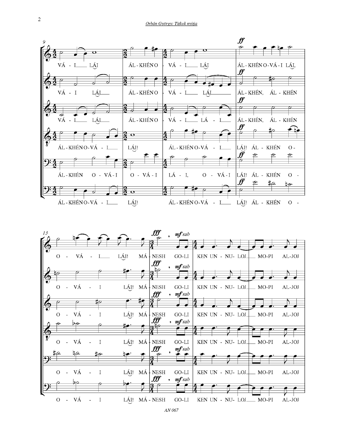 György Orbán: Titkok nyitja (SATB)