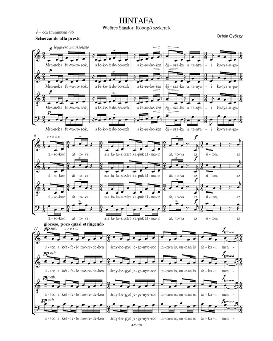 György Orbán: Hintafa (SATB)