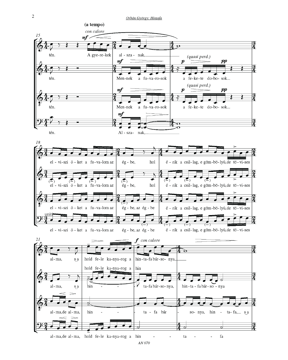 György Orbán: Hintafa (SATB)