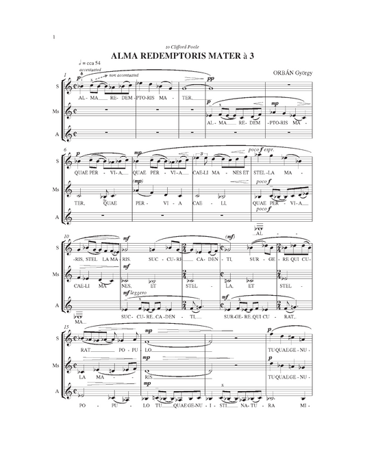 György Orbán: Alma redemptoris mater à 3 (SMsA)