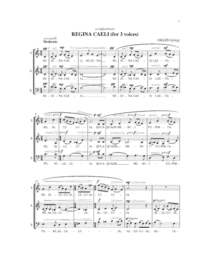 György Orbán: Regina caeli - for 3 voices (SAB)