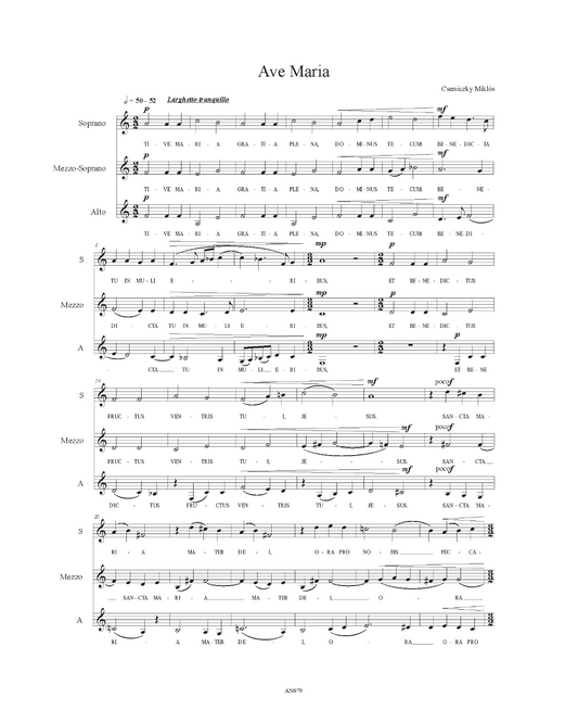 Miklós Csemiczky: Ave Maria (SSA)